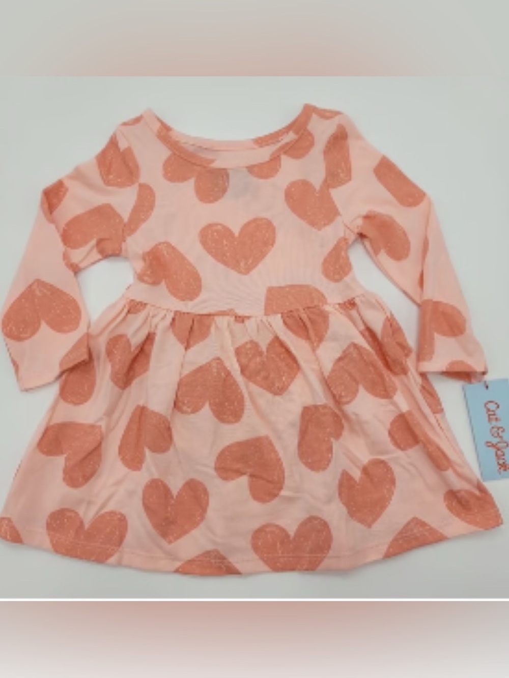 NWT- 4 T  Cat & Jack Girls' Pink Heart Print Long-Sleeve Dress